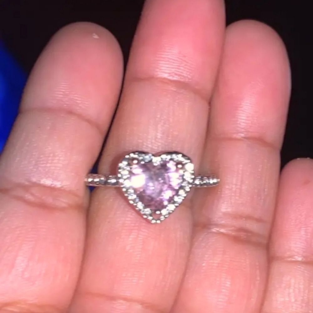 Pink Diamond Trendy heart promise ring sz 7 - Picture 7 of 16